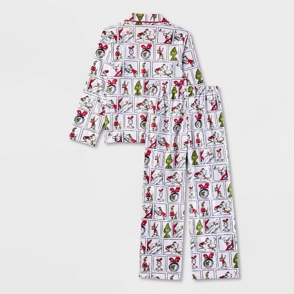 Kids' Christmas The Grinch Family Sleep Coat Pajama Set - White XS nwt - Picture 1 of 3